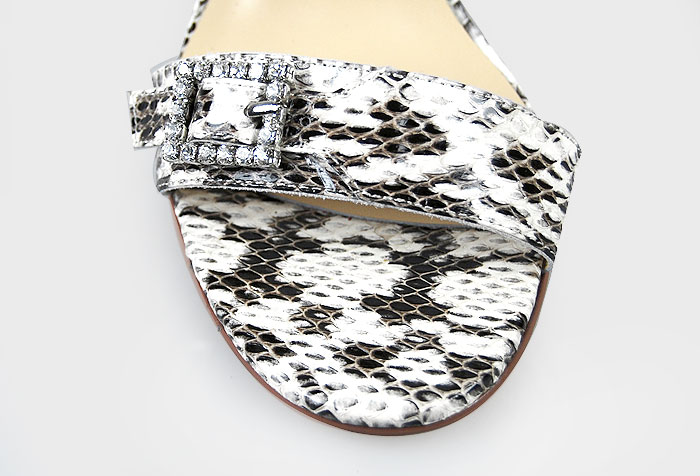 Manolo Blahnik snakeskin print double strap sandals