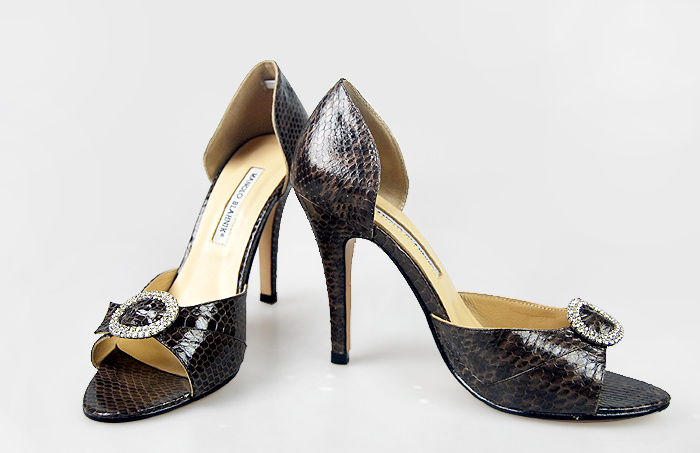 Manolo Blahnik snakeskin pumps brown