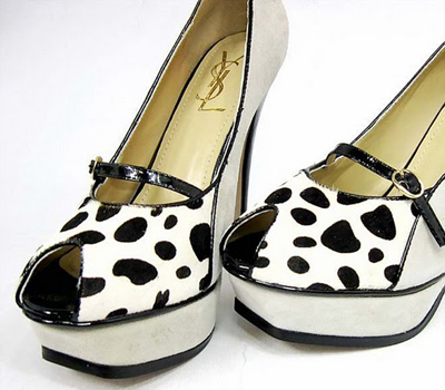 YSL Animal print Platform peep toe high heel pump