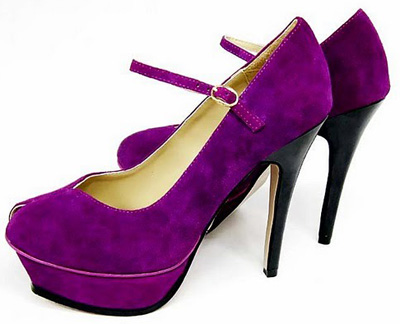 YSL Ankle Strap Suede Platform high heel Pumps purple