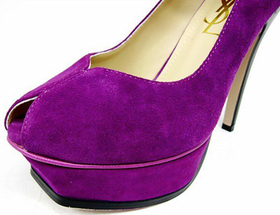 YSL Ankle Strap Suede Platform high heel Pumps purple