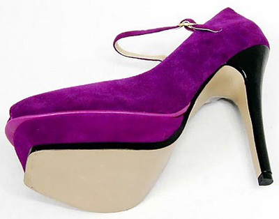YSL Ankle Strap Suede Platform high heel Pumps purple