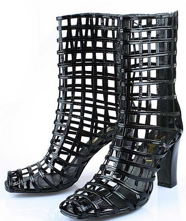 YSL Cage ankle high heel boot Black