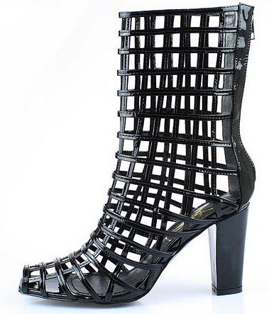 YSL Cage ankle high heel boot Black