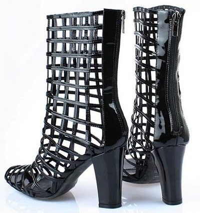 YSL Cage ankle high heel boot Black