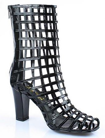 YSL Cage ankle high heel boot Black