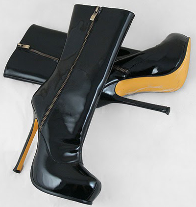 YSL Patent slide Fastener Boot black