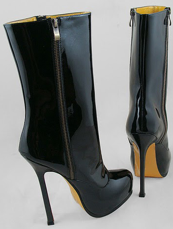 YSL Patent slide Fastener Boot black