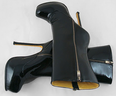 YSL Patent slide Fastener Boot black