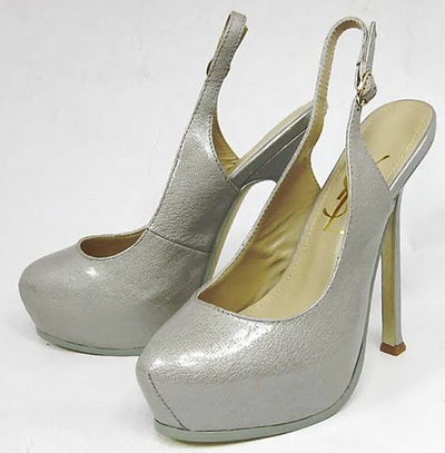 YSL Platform Slingbacks high heel Pump silver