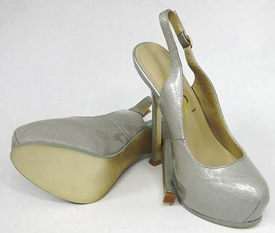 YSL Platform Slingbacks high heel Pump silver