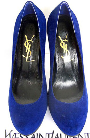 YSL Platform Suede high heel Pumps blue