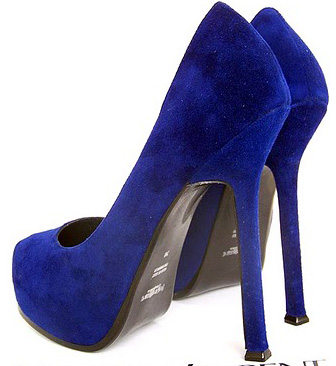 YSL Platform Suede high heel Pumps blue