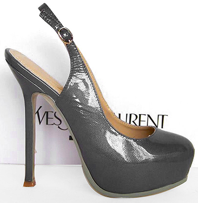 YSL Tribtoo Platform Slingback high heel Pumps Dark grey