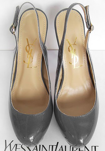 YSL Tribtoo Platform Slingback high heel Pumps Dark grey