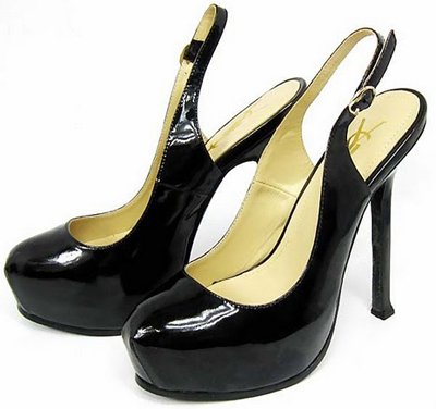 YSL Tribtoo Platform Slingback high heel Pumps black