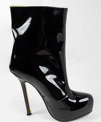 YSL Tribute Black Patent Short Boots