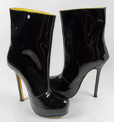 YSL Tribute Black Patent Short Boots