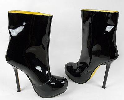 YSL Tribute Black Patent Short Boots