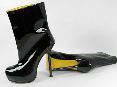 YSL Tribute Black Patent Short Boots