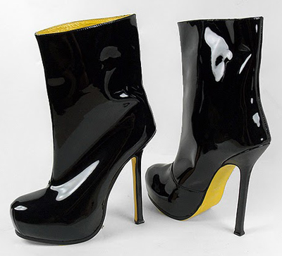 YSL Tribute Black Patent Short Boots