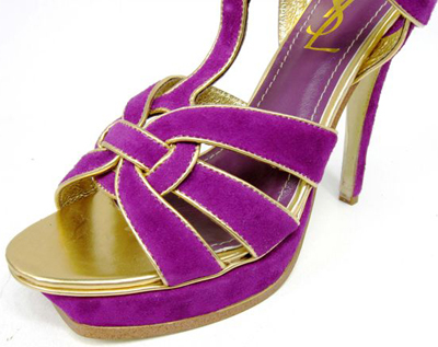 YSL Tribute Platform Suede high heel sandals Purple