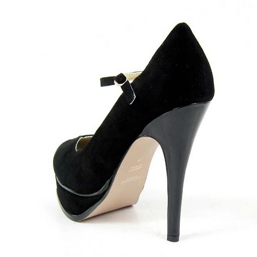 YSL V-shape toe suede high heel pumps black