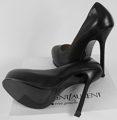 YSL classic soft sheepskin high heel Pumps black