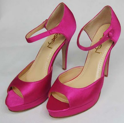 YSL front ankle strap satin high heel sandals coccinellin