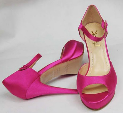 YSL front ankle strap satin high heel sandals coccinellin