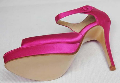 YSL front ankle strap satin high heel sandals coccinellin