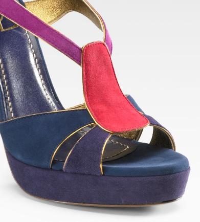 YSL suede Tribute platform high heel sandals navy 