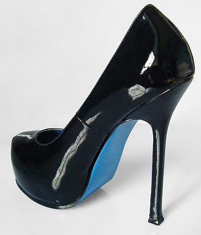 YSL patent leather platform high heel pump black 