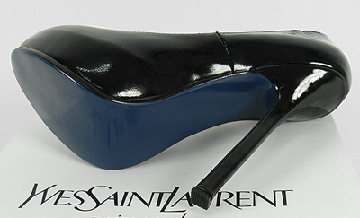 YSL patent leather platform high heel pump black 