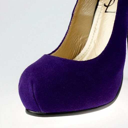 YSL round toe suede high heel sandals purple