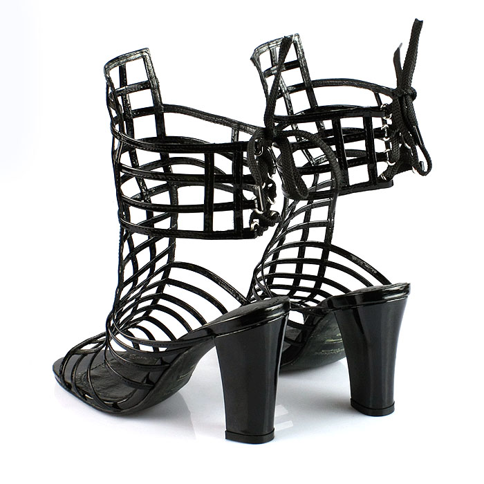 YSL sexy Platform Cage high heel Sandal Black