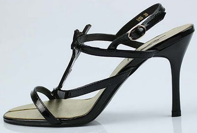YSL sexy logo-displayed strapy high heel sandals black