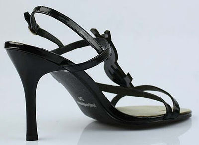 YSL sexy logo-displayed strapy high heel sandals black