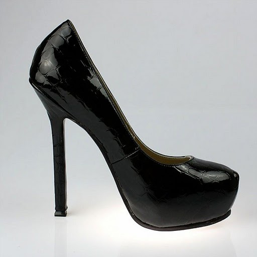 YSL stone veins patent high heel pumps black