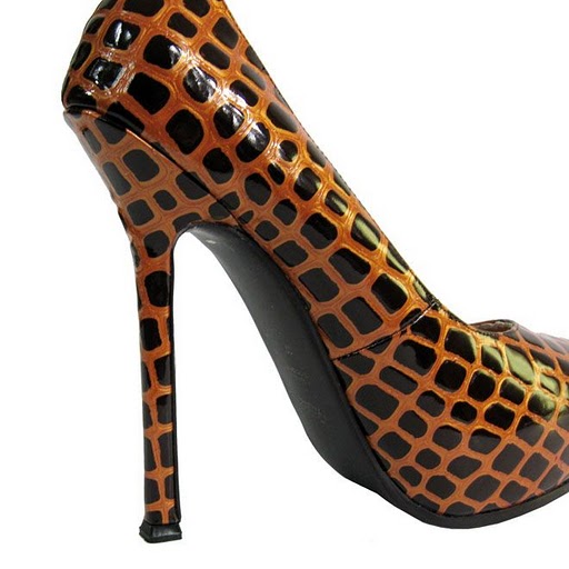 YSL stone veins patent round toe high heel pumps borwn