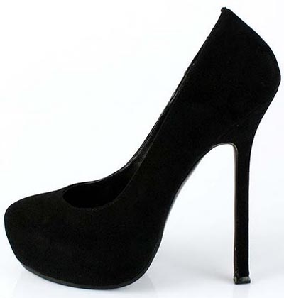 YSL classic suede round toe pumps black