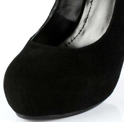 YSL classic suede round toe pumps black
