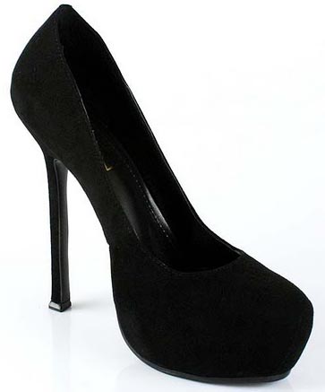 YSL classic suede round toe pumps black