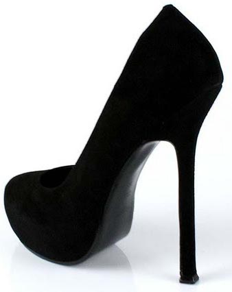 YSL classic suede round toe pumps black