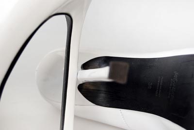 Yves Saint Lauren patent sewing toe pumps white