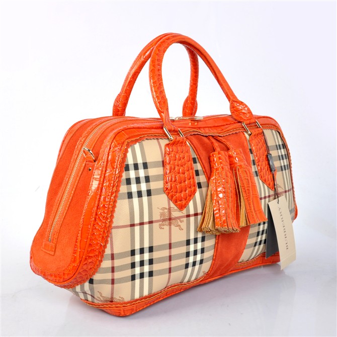 Burberry Haymarket Alligator Bowling Borsa 37888274