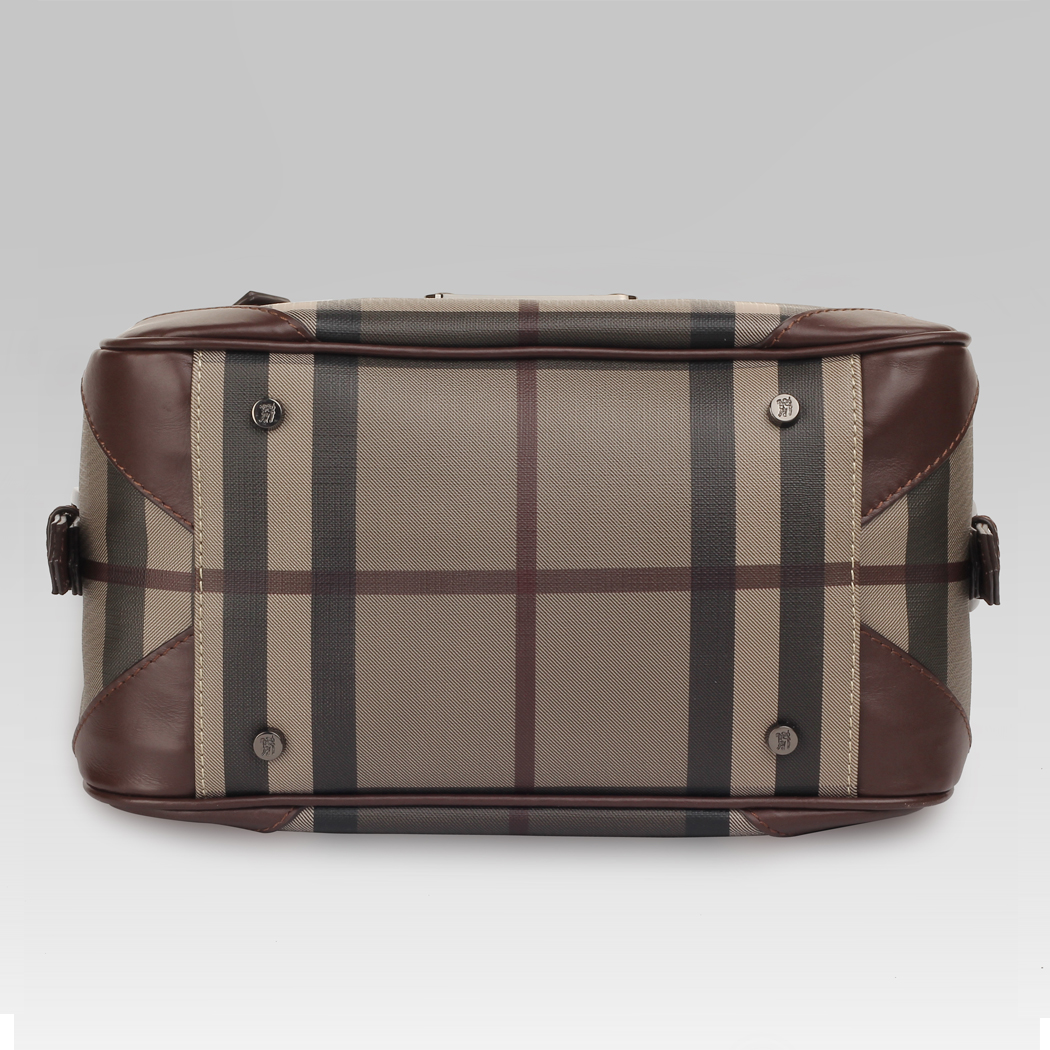 Burberry affumicato Controllare Coated Canvas Bowling Borsa 37638882