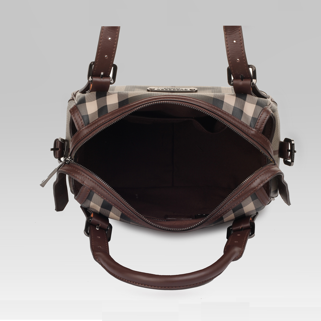 Burberry affumicato Controllare Coated Canvas Bowling Borsa 37638882
